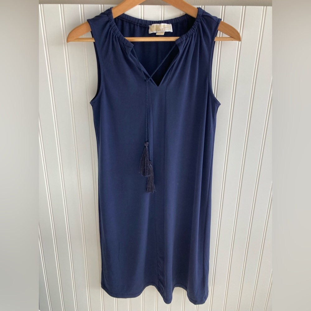 Michael Kors NWT Basics Sleeveless Tank Dress w/ Tassels in True Navy Blue XS NW